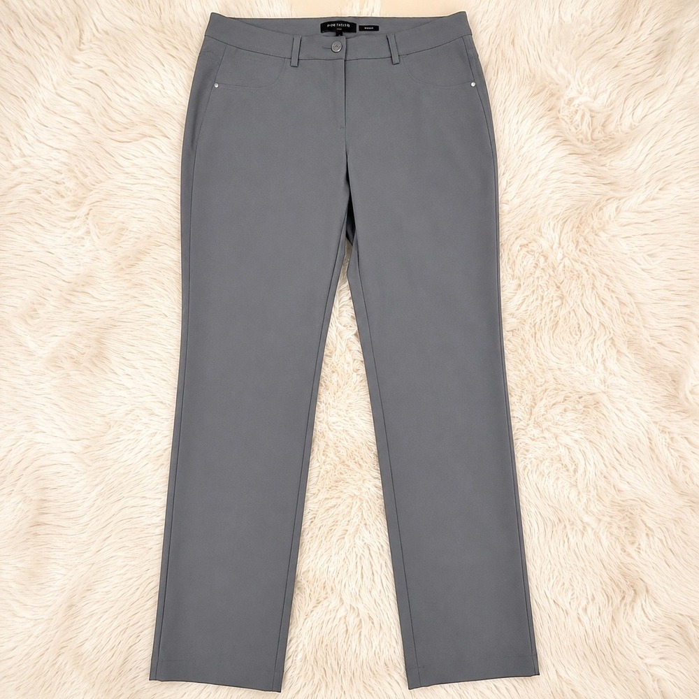 Lafayette 148 New York Mercer Pant Gray Slim Straight Leg Trousers 10 Luxury Y2K - Picture 2 of 5